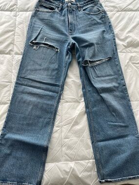 Abercrombie & Fitch Straight-Leg Distressed Blue Jeans